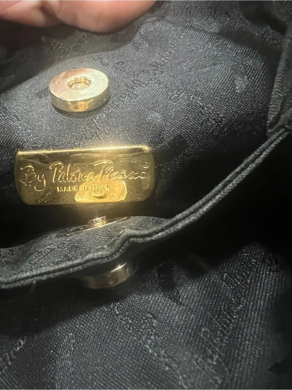 VTG Paloma Picasso black leather bag gold hardware Italy